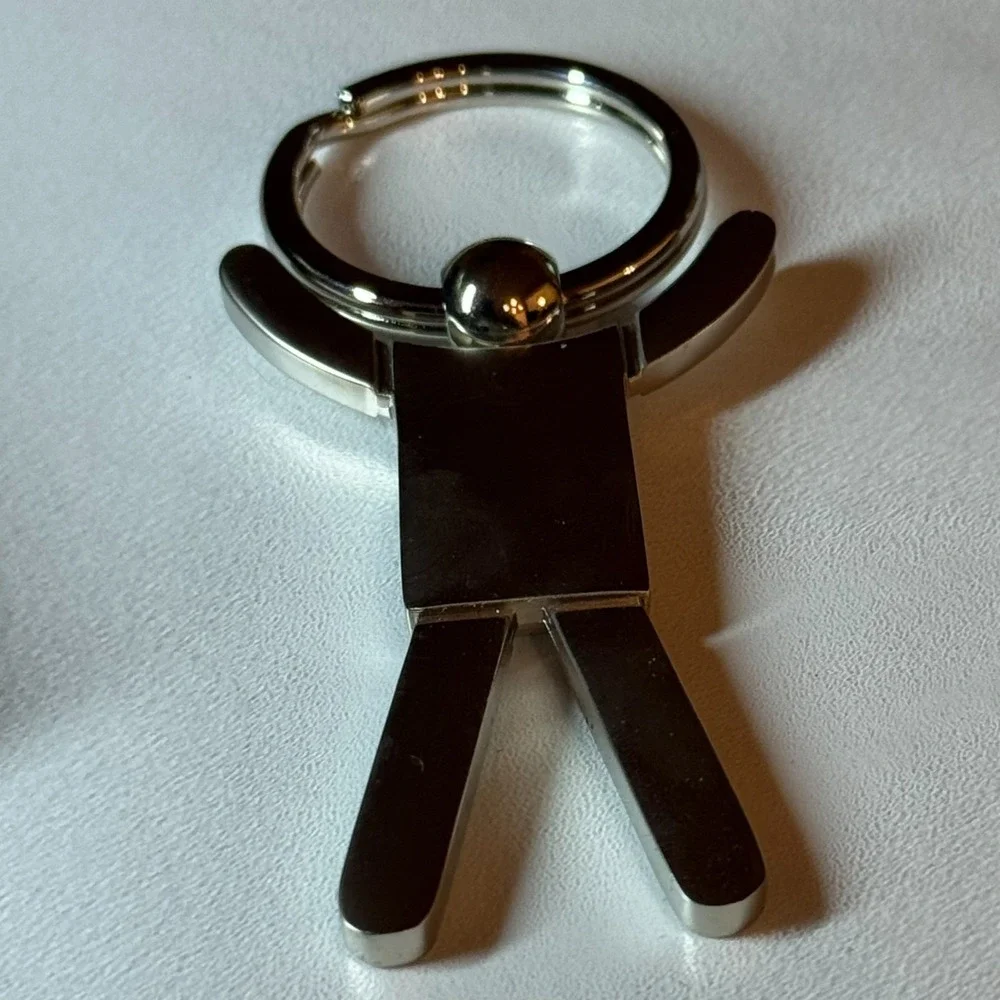 Keychain Key Ring‎ Metal TF'D Self 2008 Silver Tone Person Shaped
